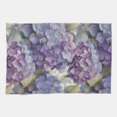 エレガントほこりっぽい紫の青い水色アジサイ キッチンタオル (横)