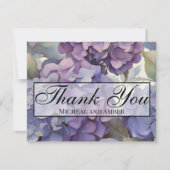 エレガントほこりっぽい紫の青い水色アジサイ サンキューカード (正面)