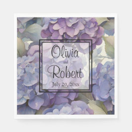 エレガントほこりっぽい紫の青い水色アジサイ スタンダードランチョンナプキン