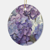 エレガントほこりっぽい紫の青い水色アジサイ セラミックオーナメント (左)