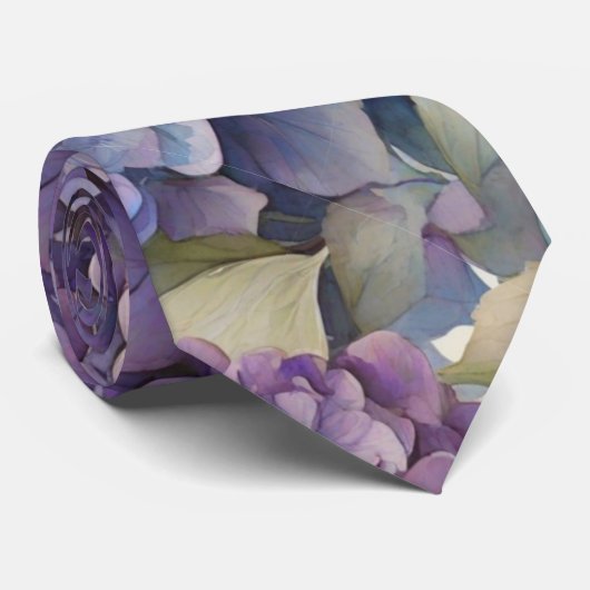 エレガントほこりっぽい紫の青い水色アジサイ ネクタイ (ロール)