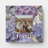 エレガントほこりっぽい紫の青い水色アジサイ フォトプラーク (正面)