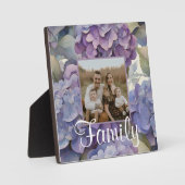 エレガントほこりっぽい紫の青い水色アジサイ フォトプラーク (正面)