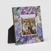エレガントほこりっぽい紫の青い水色アジサイ フォトプラーク (正面)