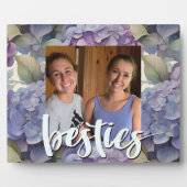 エレガントほこりっぽい紫の青い水色アジサイ フォトプラーク (正面)