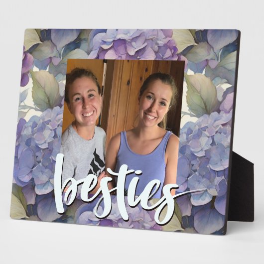 エレガントほこりっぽい紫の青い水色アジサイ フォトプラーク (側面)