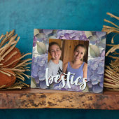 エレガントほこりっぽい紫の青い水色アジサイ フォトプラーク (側面)