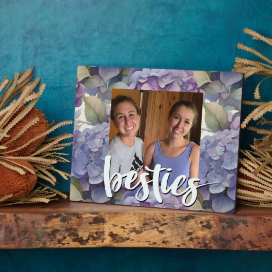 エレガントほこりっぽい紫の青い水色アジサイ フォトプラーク (側面)