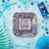 エレガントほこりっぽい紫の青い水色アジサイ ペーパープレート (パーティー)