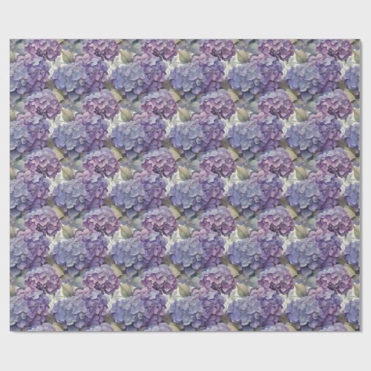 エレガントほこりっぽい紫の青い水色アジサイ ラッピングペーパー (フラット)