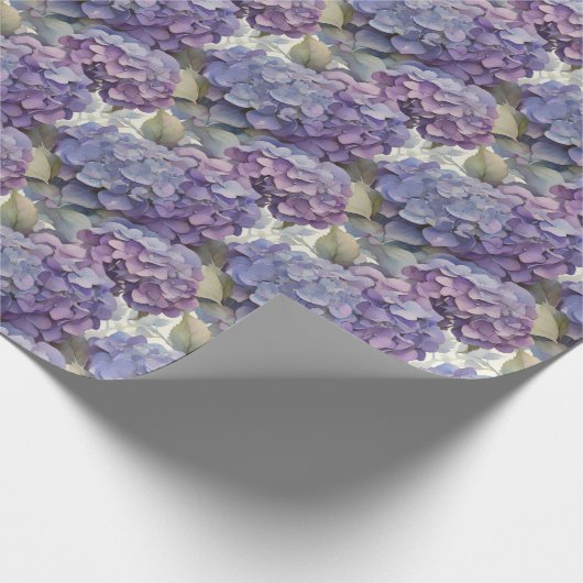 エレガントほこりっぽい紫の青い水色アジサイ ラッピングペーパー (角)