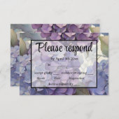 エレガントほこりっぽい紫の青い水色アジサイ 出欠カード (正面/裏面)