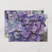 エレガントほこりっぽい紫の青い水色アジサイ 出欠カード (正面/裏面)