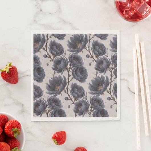 エレガントほこりっぽい紺色の花結婚素朴 スタンダードランチョンナプキン (インサイチュ)