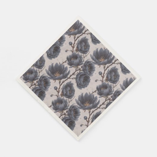 エレガントほこりっぽい紺色の花結婚素朴 スタンダードランチョンナプキン (角)