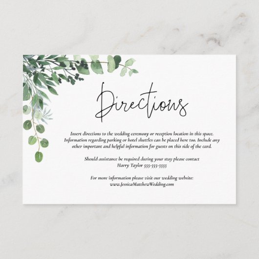 エレガントほこりっぽい緑のユーカリ結婚プス エンクロージャーカード (裏面)