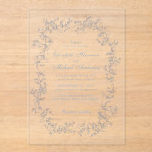 エレガントほこりっぽい青いシノワズリ結婚の水色 アクリル招待状 (正面)