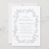 エレガントほこりっぽい青いシノワズリ結婚の水色 招待状 (正面)