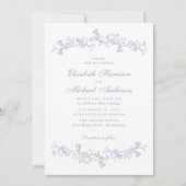 エレガントほこりっぽい青いシノワズリ結婚の水色 招待状 (正面)