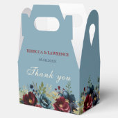 エレガントほこりっぽい青いネイビー結婚ブルゴーニュフローラ フェイバーボックス (オープン)