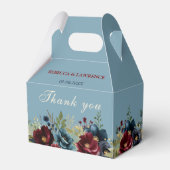 エレガントほこりっぽい青いネイビー結婚ブルゴーニュフローラ フェイバーボックス (正面サイド)