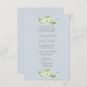 エレガントほこりっぽい青いフォーマル葉 招待状 (正面/裏面)