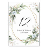 エレガントほこりっぽい青いフローラの結婚葉 テーブルナンバー (裏面)
