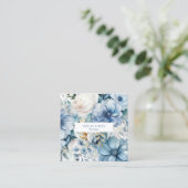 エレガントほこりっぽい青いフローラの花カスタムの花 スクエア名刺 (スタンド正面)