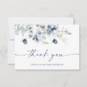 エレガントほこりっぽい青い冬の葉ボホの水色 サンキューカード (正面)