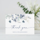 エレガントほこりっぽい青い冬の葉ボホの水色 サンキューカード (スタンド正面)