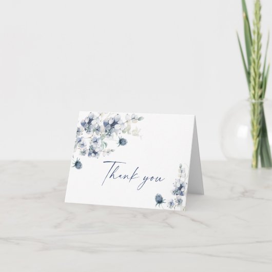 エレガントほこりっぽい青い冬の葉ボホの水色 サンキューカード (正面)