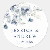 エレガントほこりっぽい青い冬の葉ボホ結婚の ラウンドシール (正面)