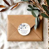 エレガントほこりっぽい青い冬の葉ボホ結婚の ラウンドシール