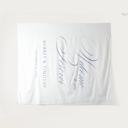 エレガントほこりっぽい青い書結婚道へようこそ タペストリー (正面(横))