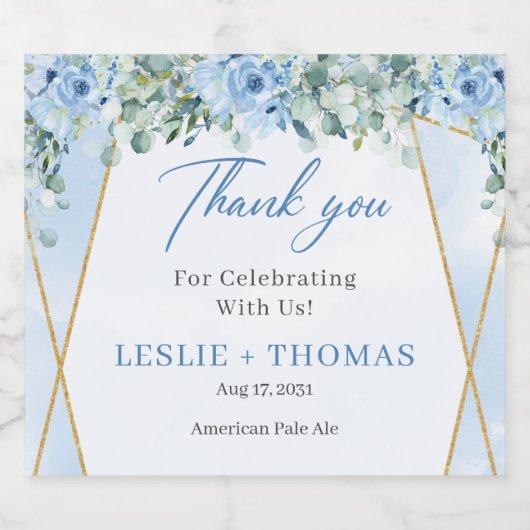 エレガントほこりっぽい青い水の色フローラユーカリ ビールラベル (シングルラベル)