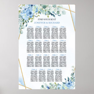 エレガントほこりっぽい青い水の色フローラユーカリ ポスター