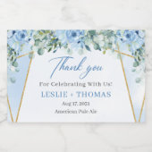 エレガントほこりっぽい青い水の色フローラユーカリ リキュールボトルラベル (シングルラベル)