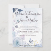 エレガントほこりっぽい青い水彩フローラ誓の更新 招待状 (正面)