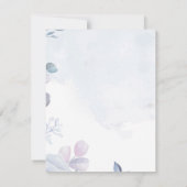 エレガントほこりっぽい青い水彩フローラ誓の更新 招待状 (裏面)