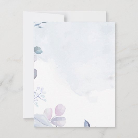 エレガントほこりっぽい青い水彩フローラ誓の更新 招待状 (裏面)