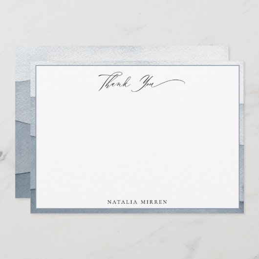 エレガントほこりっぽい青い水色ありがとう ノートカード (正面/裏面)