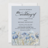 エレガントほこりっぽい青い水色のワイルドフラワー結婚ズ 招待状 (正面)