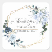 エレガントほこりっぽい青い水色の花 スクエアシール (正面)