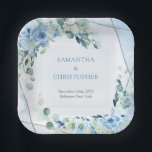 エレガントほこりっぽい青い水色フローラ銀枠 ペーパープレート<br><div class="desc">エレガントデザイン：これらの紙プレート上のほこりっぽいブルーウォーター色フローラシルバーフレームは、任意の装飾に洗練さ結婚れたtouchを追加。シルバーフレームと組み合わせた繊細な花柄は、シックでロマンチックな美意識を生み出し、イベントにスタイリッシュ最適なエレガントデザイン。</div>