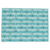 エレガントほこりっぽい青い水色ワイルドフラワーズモノグラム ラージペーパーバッグ (裏面)