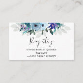 エレガントほこりっぽい青い紫のフローラ結婚レジストリ エンクロージャーカード (正面)