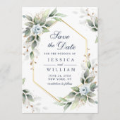 エレガントほこりっぽい青い花結婚は セーブザデート (正面)