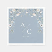 エレガントほこりっぽい青い花結婚フローラ スタンダードカクテルナプキン (正面)