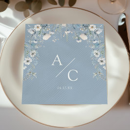 エレガントほこりっぽい青い花結婚フローラ スタンダードカクテルナプキン