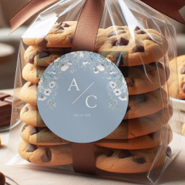 エレガントほこりっぽい青い花結婚フローラ ラウンドシール